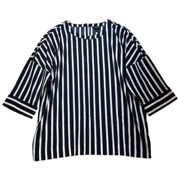Banana Republic Tops - Banana Republic Women's Shoulder Button Top 3/4 Sleeve Size L Navy White Stripe